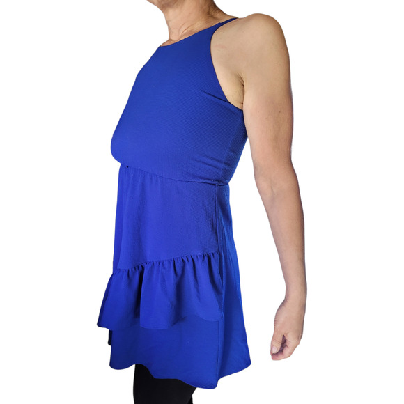 IZ BYER GIRL Cobalt Blue Tiered Ruffle Mini Dress Size 14Y Sleeveless Layered - Picture 2 of 9